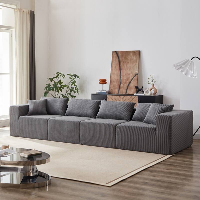 104" Corduroy Upholstered Modular L-shaped Sectional Sofa