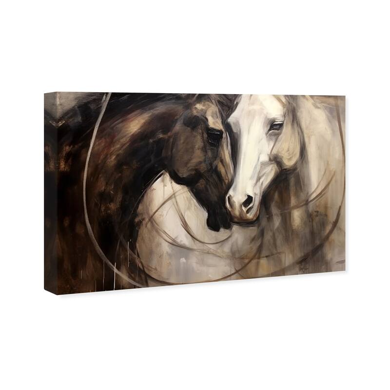 Wynwood Studio Canvas Animals Sweet Equine Lovers Brown and Dark Brown Rustic Wall Art Canvas Print