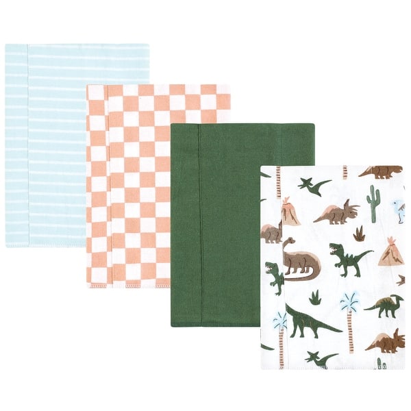 slide 1 of 1, Hudson Baby Boys Cotton Flannel Burp Cloths 4-Pack, Retro Dinosaur, One Size - Retro Dinosaur 4 Pack - One Size One Size - Retro Dinosaur 4 Pack