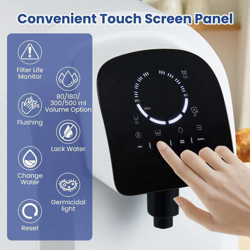 Costway 5-Stage RO + PPC Water Filtration System with UV Light, 4:1 - as pic shows - See Details