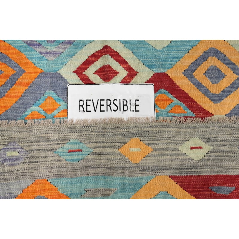 Hand Woven Oriental 100% Wool Carpet Southwestern Tribal Multi-Colored Kilim Area Rug - 9' 8'' X 6' 7''