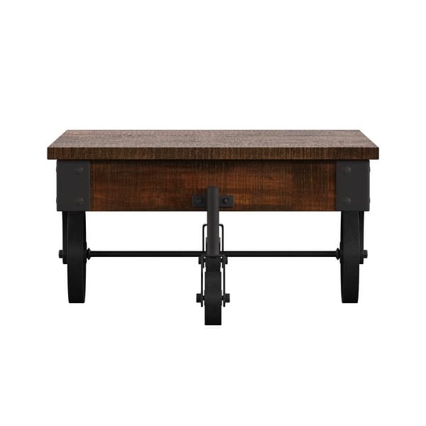 BOKKOLIK Industrial Small Bar Table 19.7-25.6inch Height Adjustable Vintage Bistro Table Rustic Coffee Table In Living Room With Round