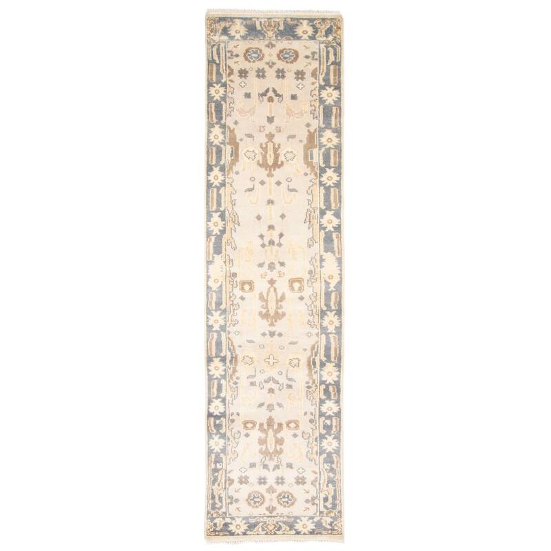 ECARPETGALLERY Hand-knotted Royal Oushak Grey Tip Wool Rug - 2'7 x 9'9