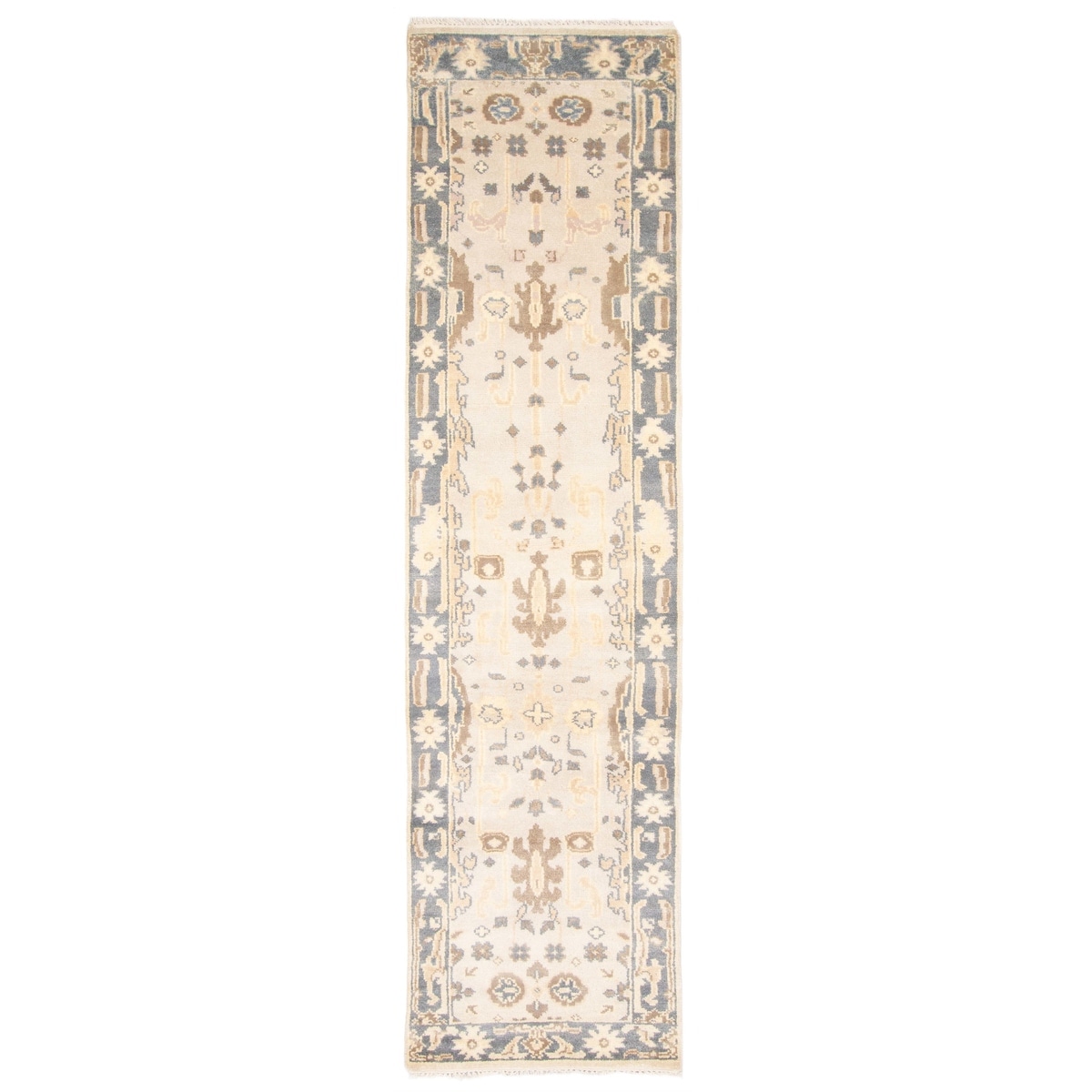 ECARPETGALLERY Hand-knotted Royal Oushak Grey Tip Wool Rug - 2'7 x 9'9