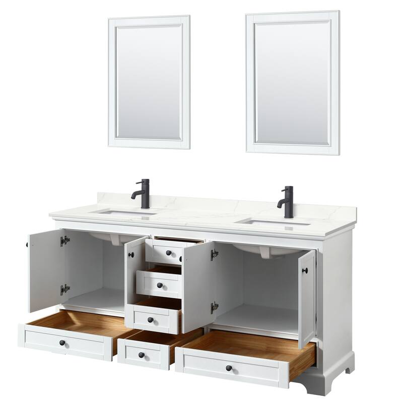 Deborah 72-inch Double Vanity, Quartz Top, 24-inch Mirrors