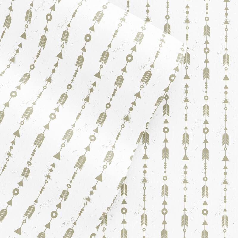 Becky Cameron Double Brushed Patterned 4 Piece Sheet Sets - King - beaded arrows - sage