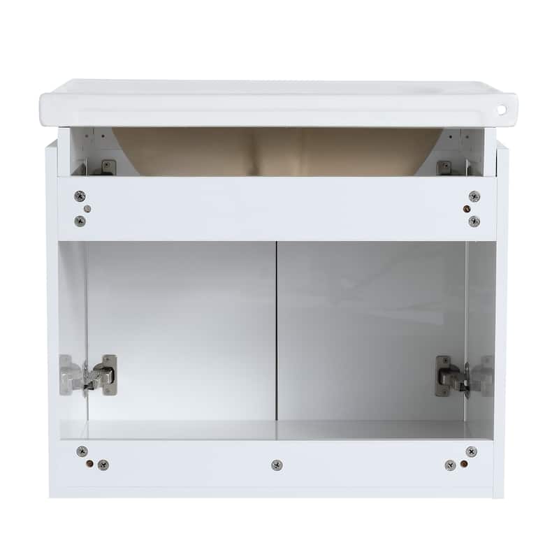 Malwee 24"/36"/48"/60" Floating Bathroom Vanity, Wall Mounted Bathroom Vanity with Ceramic Sink,Soft Close Door and Shelf