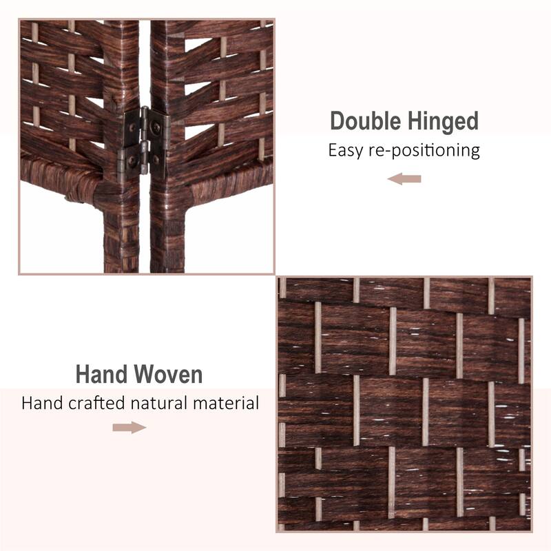 Wicker Weave 6 Panel Room Divider Privacy Screen