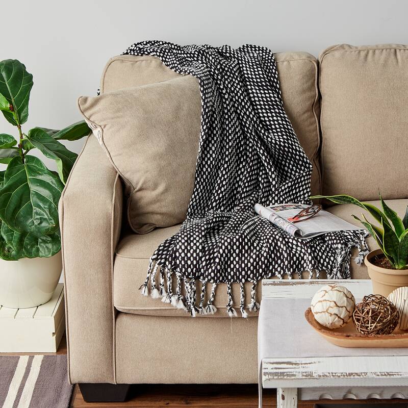 DII Navy & White Textured Acrylic Throw