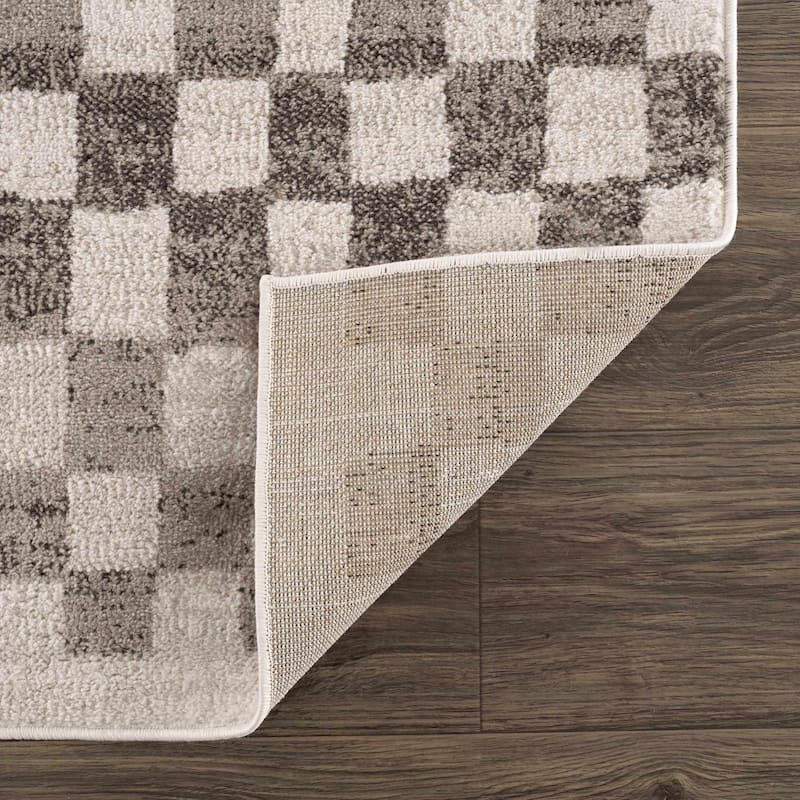 Hauteloom Pertek Checkered Square Tile Distressed Area Rug