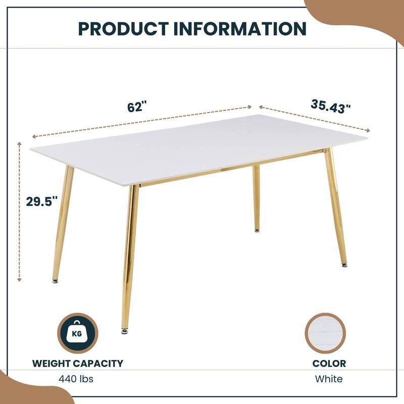 Zayle Dining Table with a 71" Rectangular Top and Gold Steel Base