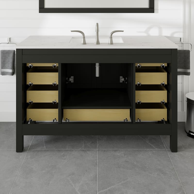 Eviva Aberdeen 54"W Bath Vanity with Carrara Quartz Top