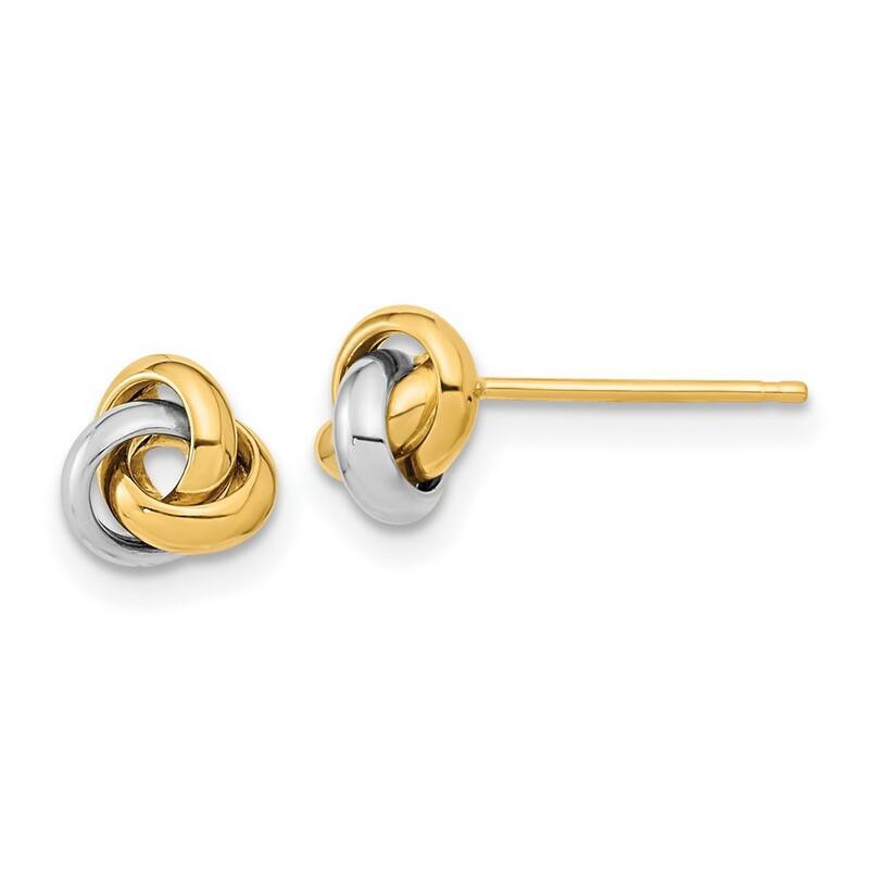 Curata 10k Two Tone Gold Polished Love Knot Post Earrings - 7x6.5mm
