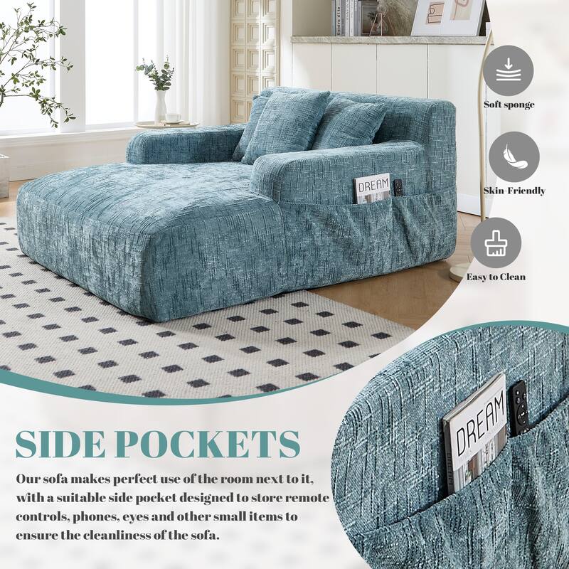 Lazy Sofa Chaise longue Armchair with three pillows and armrestsSleeping Sofa Bed Living RoomBedroomBedroomStudy Chair Bed