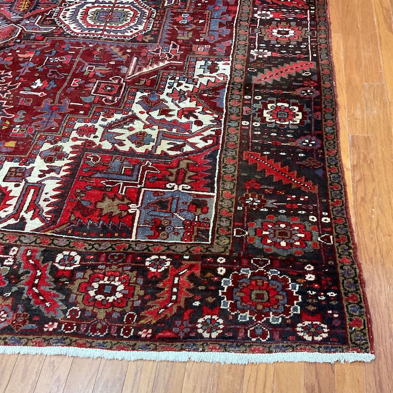 HERAT ORIENTAL Handmade 1890's Antique Heriz Wool Rug - 9'10" x 12'4"