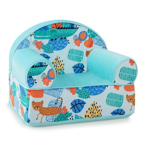 slide 2 of 10, Gymax Kids Sofa Foam Filled Armchair Cheetah Cuddly Toddler Couch w/ Blue
