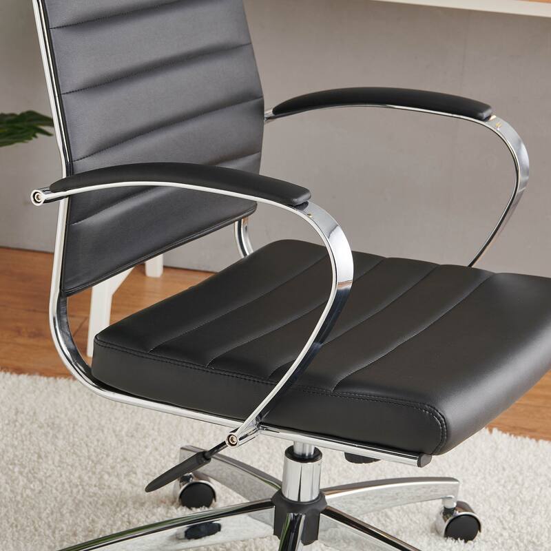 LUXMOD® Office Chair Faux Leather Silver Frame Adjustable and Swivel