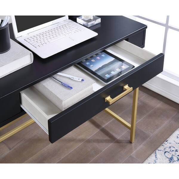 Modern Life Desk With Gold Metal Legs On Sale Overstock 31819268