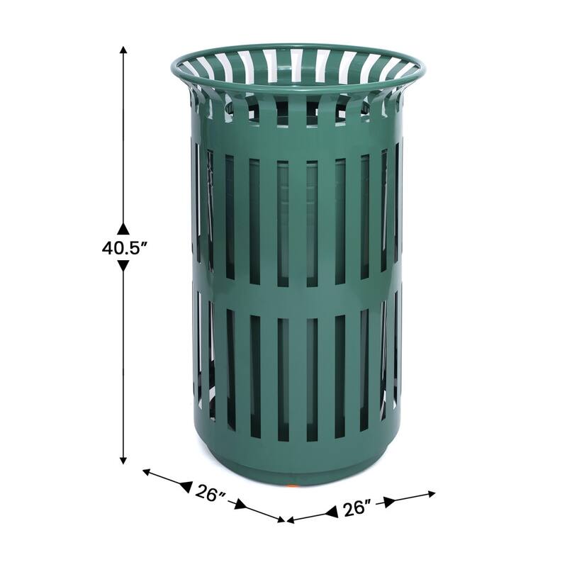 Commercial Outdoor Slatted Steel Trash Can with Inner Bin