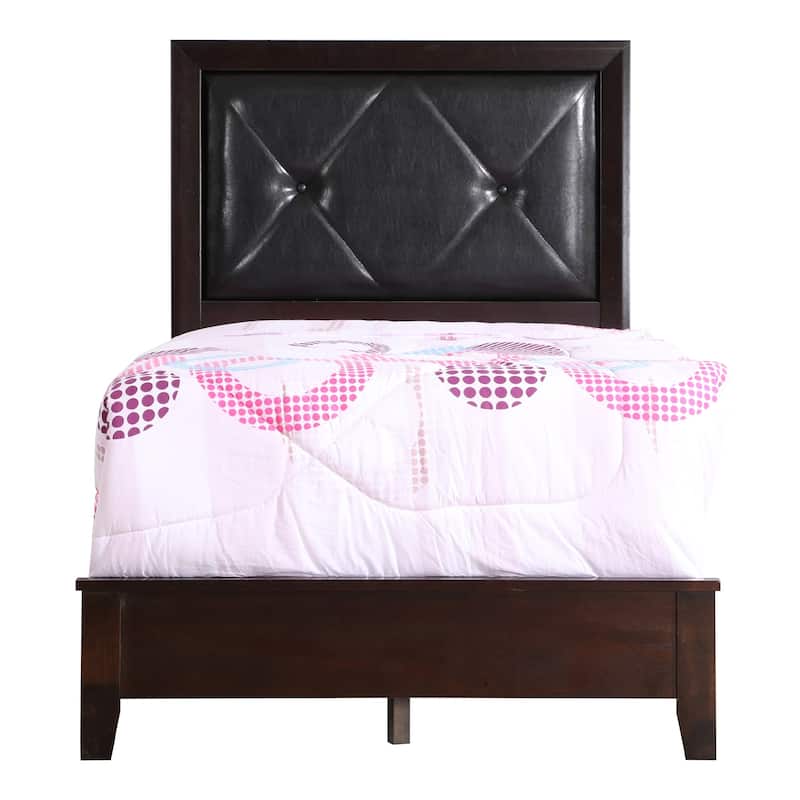 Upholstered Tufted Twin Panel Bed - 80" - Espresso Brown