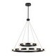 preview thumbnail 8 of 8, Rezz Black LED Wagon Wheel Two-Tier Round Large Chandelier - 33.86 in. W x 42.52 in. H x 33.86 in. D