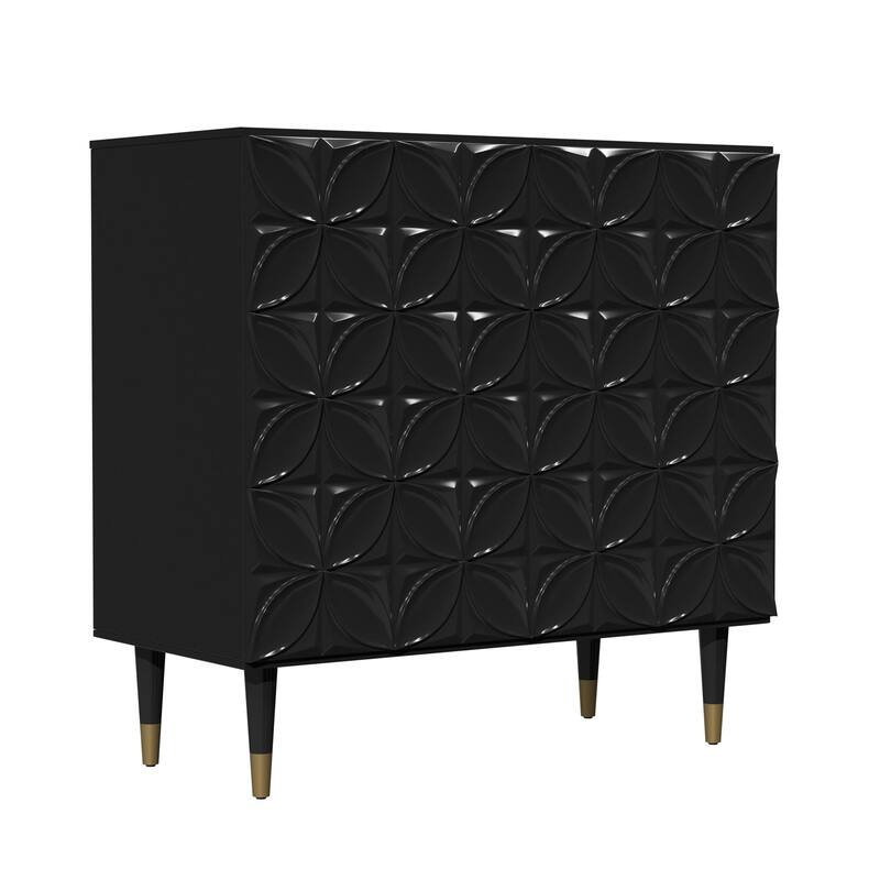 2 Door White Locker Accent Cabinet - Black
