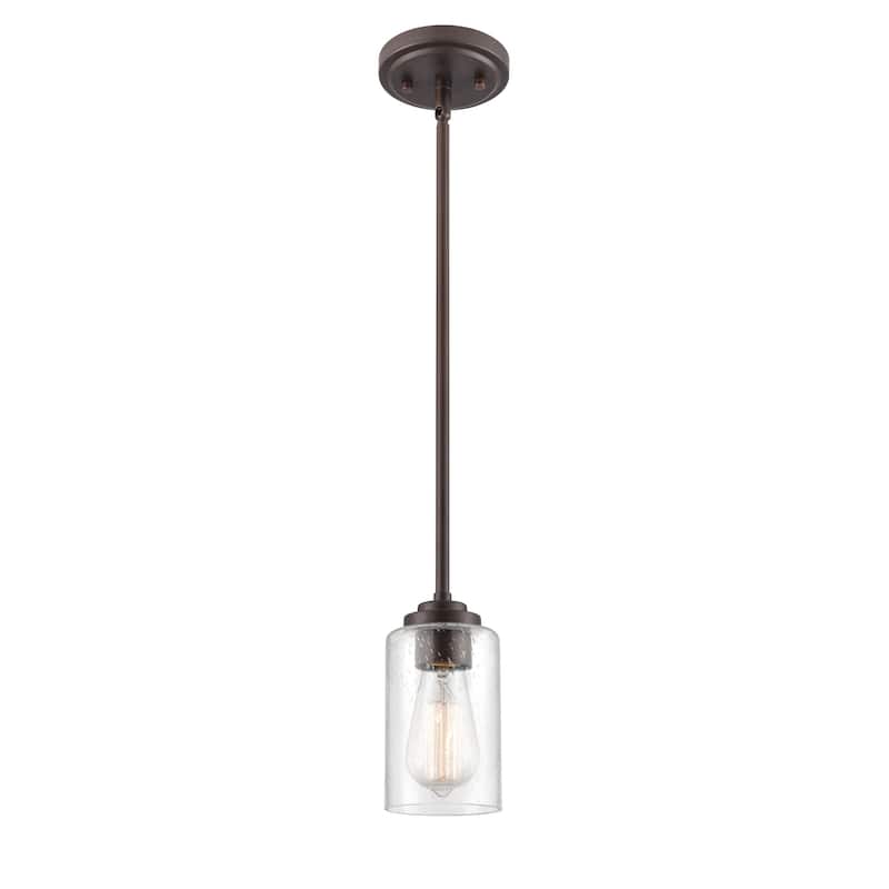 Millennium Lighting Moven 1 Light Mini-Pendant in Multiple Finishes with Seeded Glass Shade
