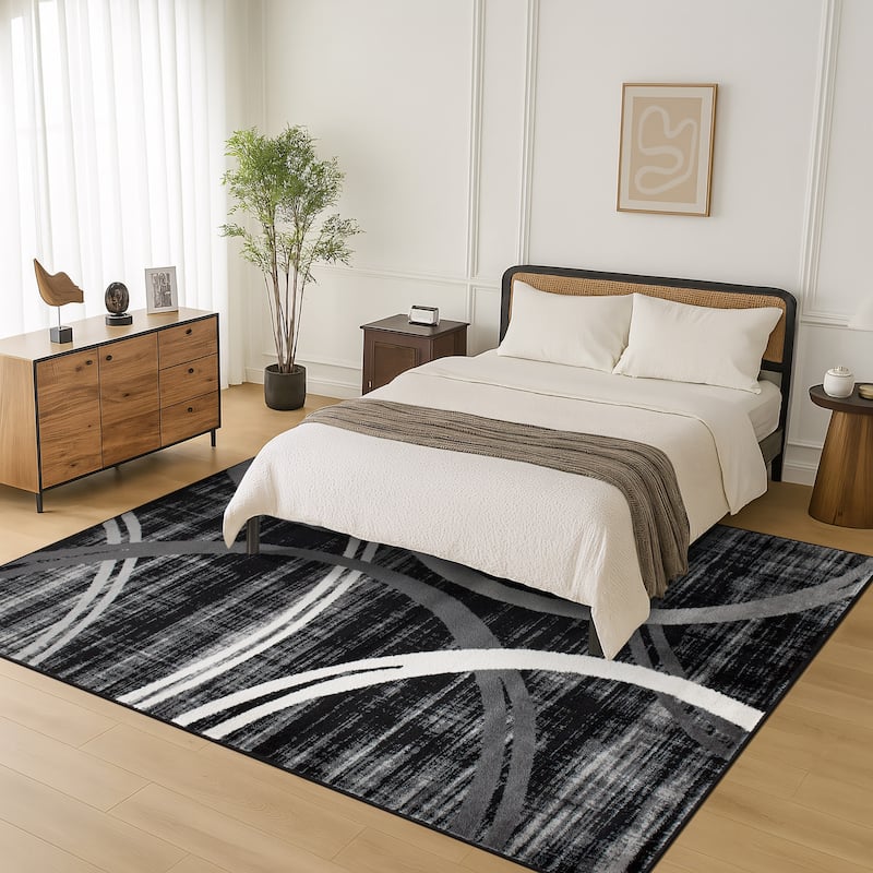 World Rug Gallery Contemporary Abstract Circles Design Area Rug