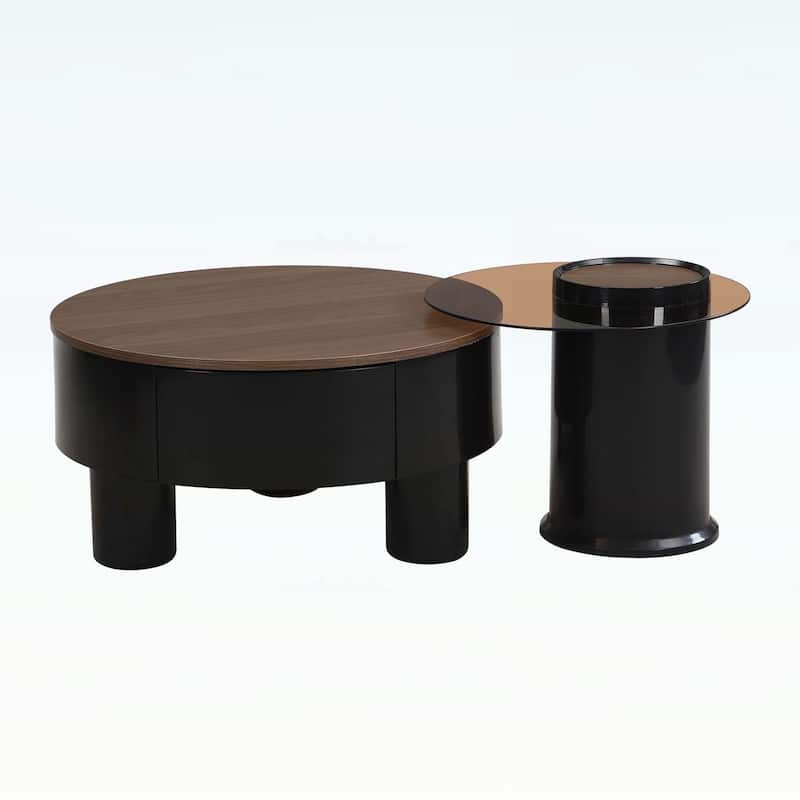Modern Nesting Coffee Table Set of 2 with Storage,for Living Room