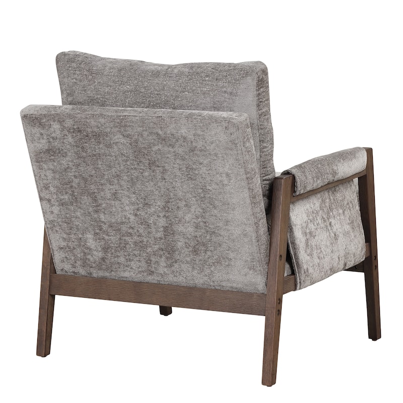 Roomfitters Mid-Century Modern Accent Chair, Velvet Upholstery with Solid Wood Frame and Plush Cushion, Ideal for Living Room