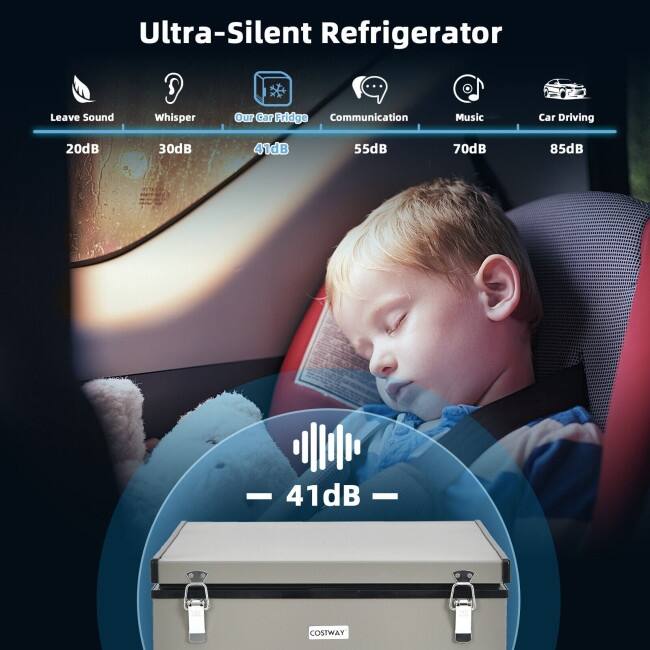68 Quart Portable Car Refrigerator with Powerful Compressor and Ultra-Silent Cooling for Outdoor Trips