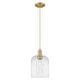 preview thumbnail 32 of 81, Innovations Lighting Endless Possibilities Arcadia - Bridal Veil - 1 Light 8" Cord Hung Mini Pendant Brushed Brass/Clear Shade