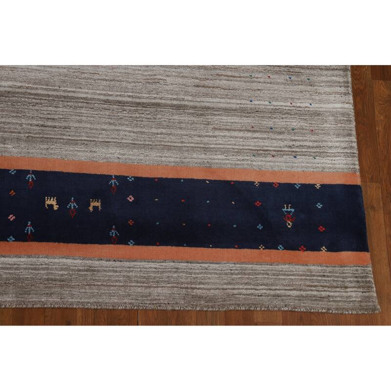 Hand Knotted Oriental 100% Wool Carpet Tribal Tribal Greys & Charcoal Gabbeh Area Rug - 10' 1'' X 8' 5''