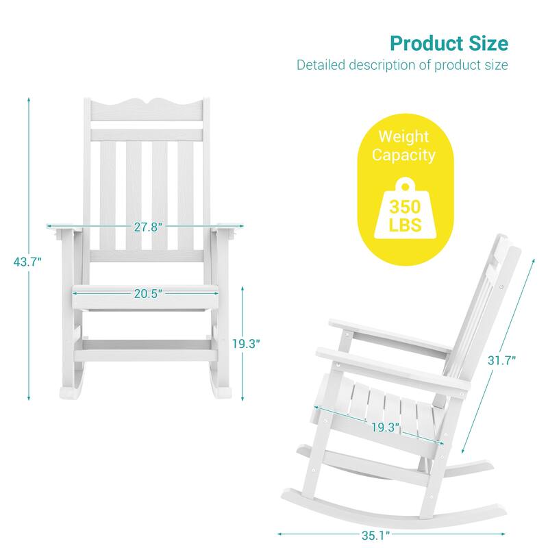 BONOSUKI Patio Adirondack Rocking Chair,Fire Pit Chair Weather Resistant