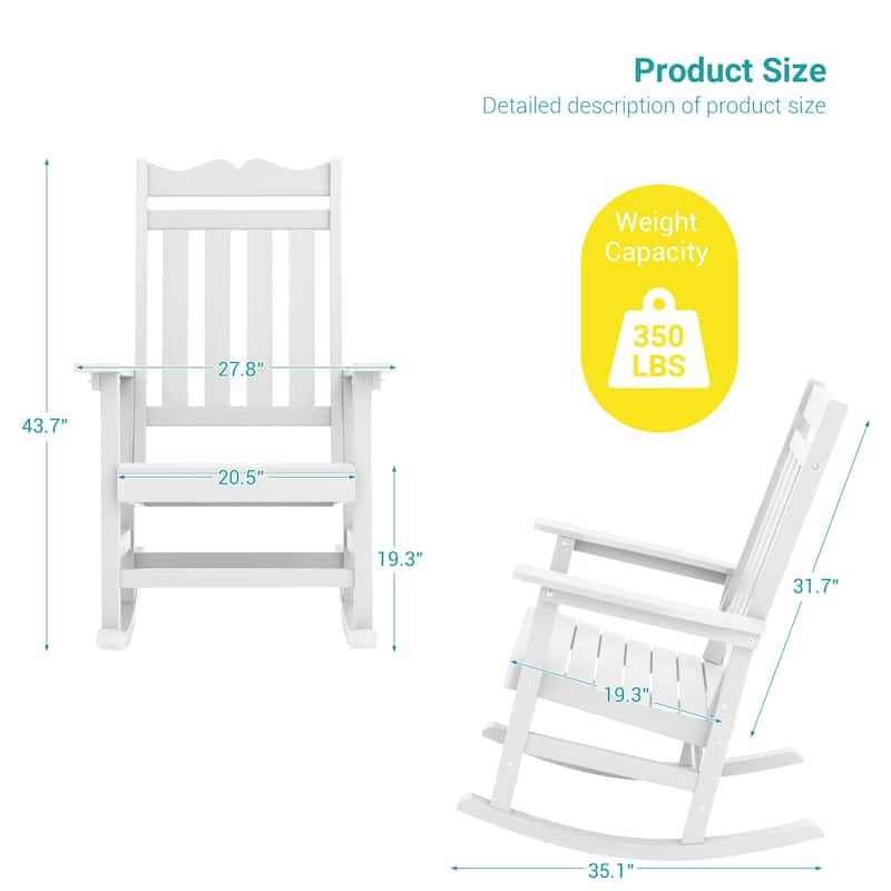 Bonosuki Adirondack Rocking Chair with Big Armrests Fire Pit Chair Weather Resistant