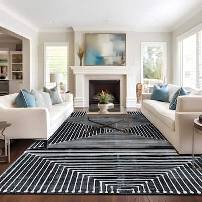 World Rug Gallery Bohemian Stripes Washable Non Slip Area Rug