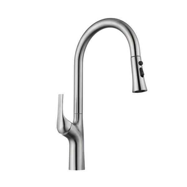 slide 2 of 17, Single Handle Kitchen Faucet with Pull-Down Sprayer Brushed Nickel