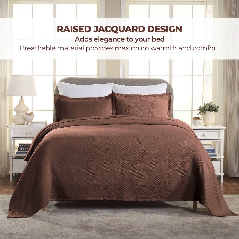Superior Geometric Fret Cotton Decorative Bedspread Set