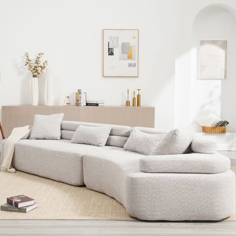 139" Boucle Curved Modular Sectional Sofa, No Assembly