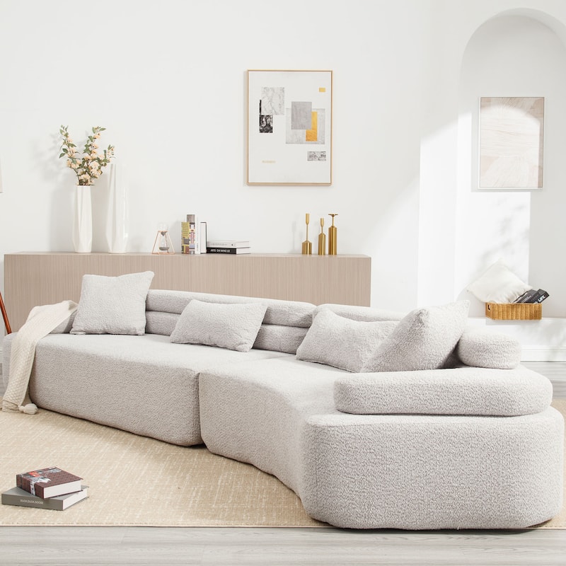 Frameless Sofa with Sponge Construction, ARC Armrests, No Assembly Required