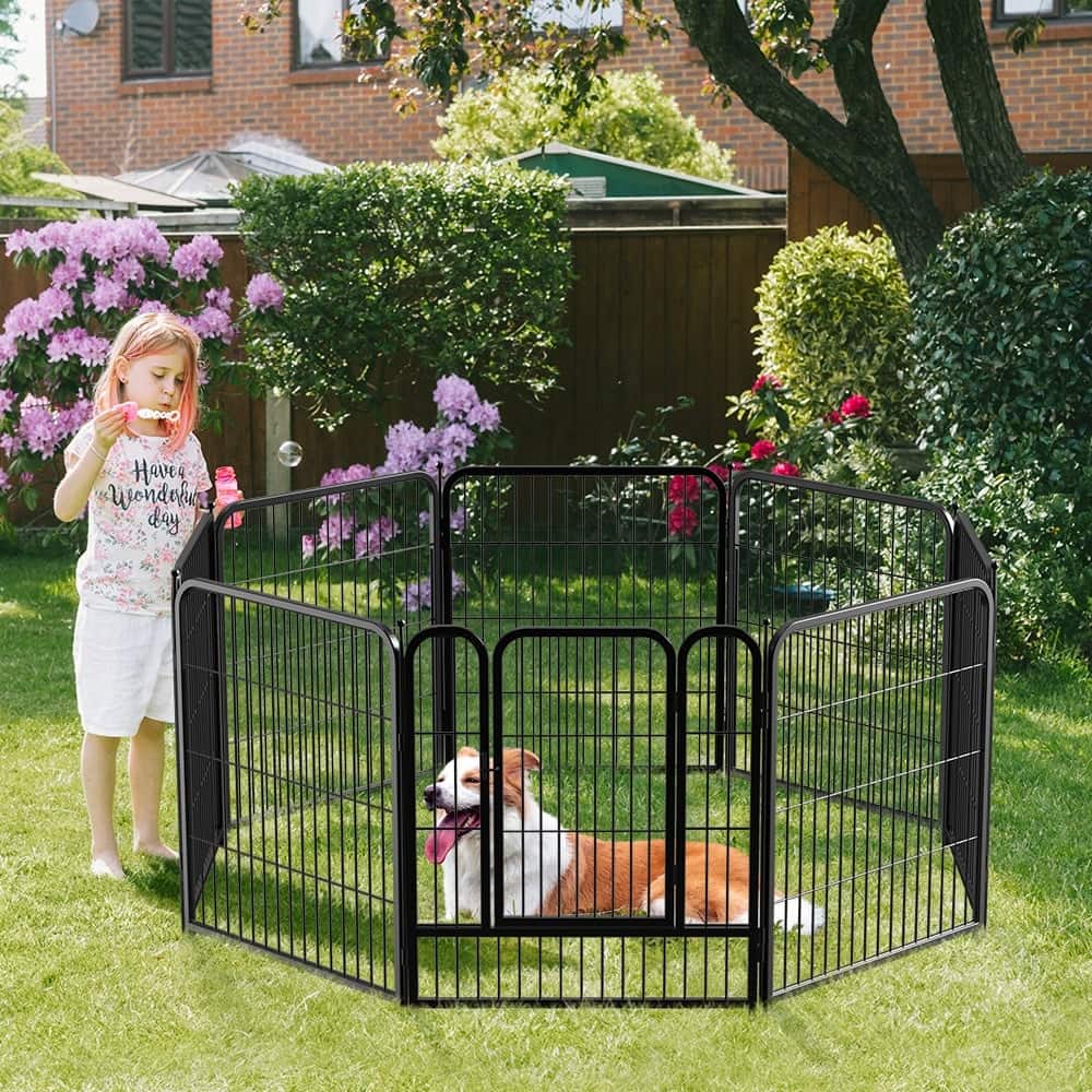 GARPROVM 8 Panels 32" Height Dog Playpen Heavy Duty Pet Fence Indoor Outdoor - 8 Panels 32" H