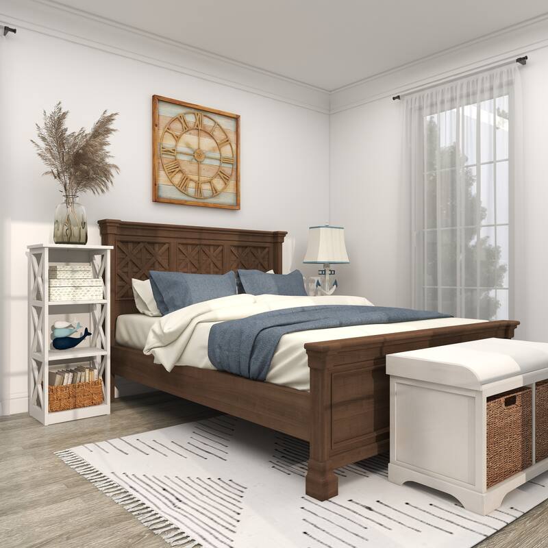 White Wooden 4 Shelves Shelving Unit