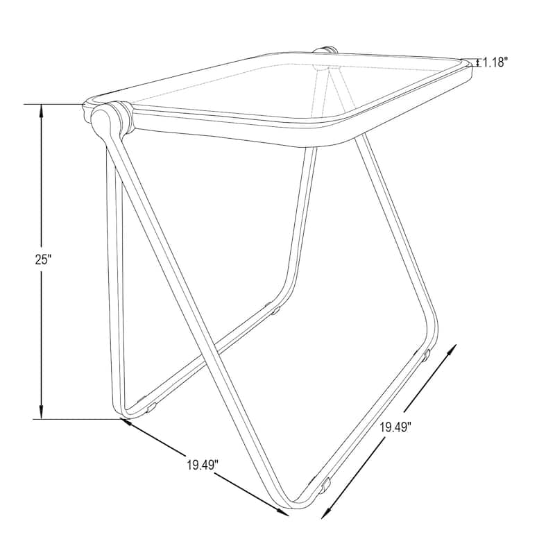 LeisureMod Lawrence Square Plastic Folding End Table with Iron Frame