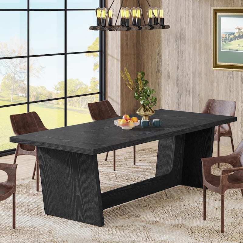 71 Inches Farmhouse Dining Room Table for 6-8 People with Solid Pedestal