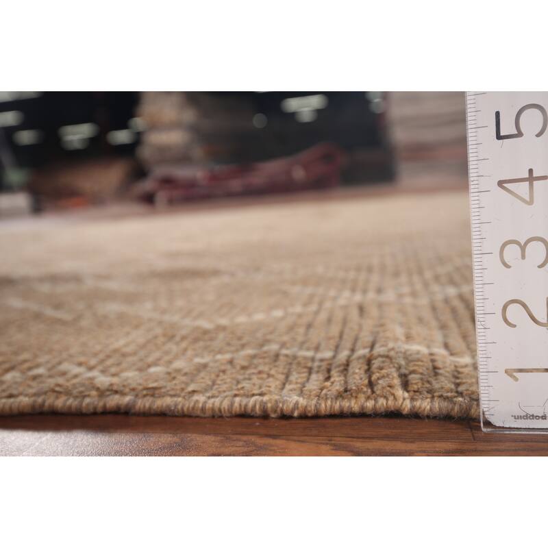 Earth Tone Moroccan Oriental Area Rug Handmade Brown Wool Carpet - 6'0"x 9'10"