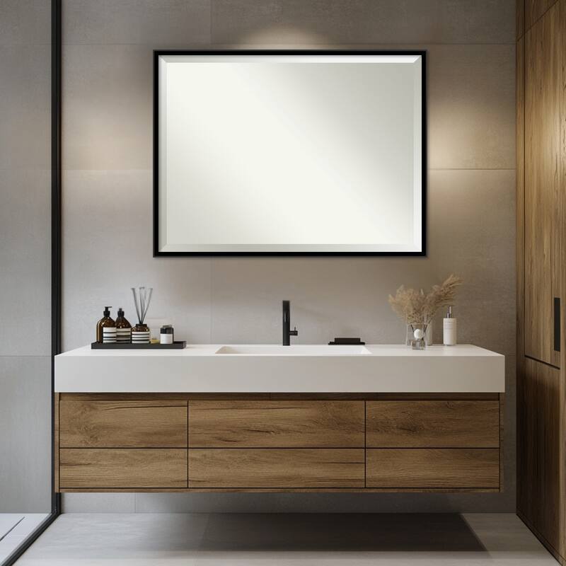Incline Beveled Wood Framed Bathroom Vanity Wall Mirror