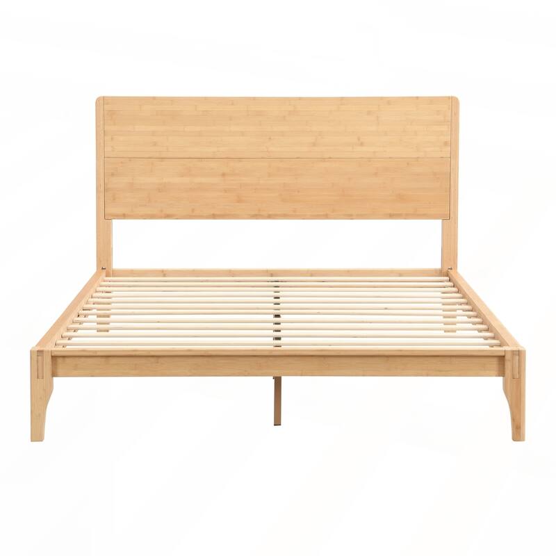 Mid-Century Modern Full Inch Bamboo Wood Platform Bed