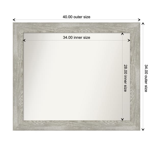 dimension image slide 6 of 113, Dove Greywash Framed Non-Beveled Custom Wall Mirror, Bathroom Vanity Mirror
