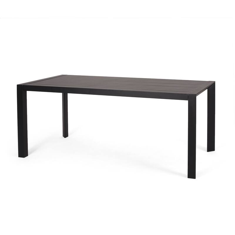 7-Piece Outdoor Dining Set with Rectangular Aluminium Table and 6 Stackable Chair