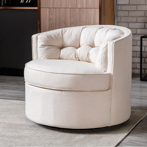 33undefined Wide Swivel Barrel Chair Comfy Tufted Back Accent